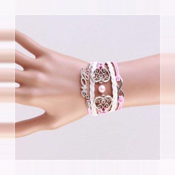 Hollow Peach Hearts Love Infinity Charm Bracelet - Picture 3 of 4